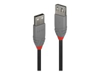 Lindy Anthra Line - USB-Verlängerungskabel - USB (M) bis USB (W) - USB 2.0 - 1 m - rund - Schwarz