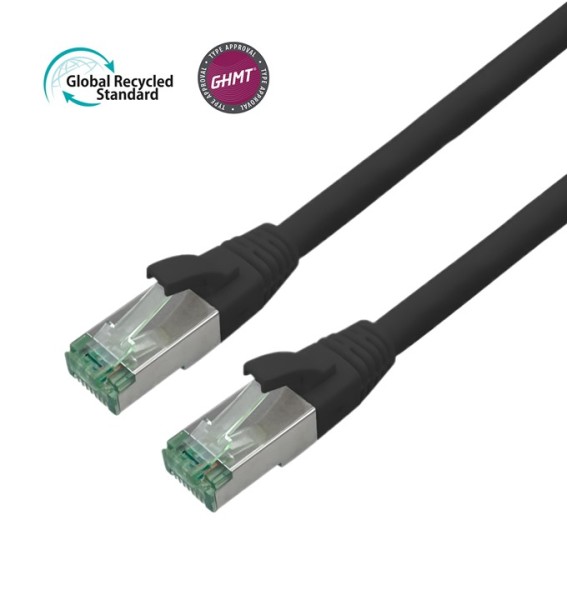 Bayko Patchkabel S/FTP Cat 7 GHMT, GRS-zertifiziert, schwarz 0,25m