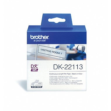 Brother Schriftbandkassette DK22113 62mmx15,24m schwarz auf transparent