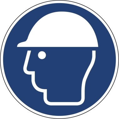 Hinweisschild Kopfschutz benutzen ISO 7010/M014 rund 200mm PVC
