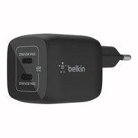 Belkin BoostCharge Pro - Netzteil - PPS- und GaN-Technologie - 45 Watt - 3 A - Fast Charge, PD 3.0 - 2 Ausgabeanschlussstellen (2 x USB-C) - Schwarz