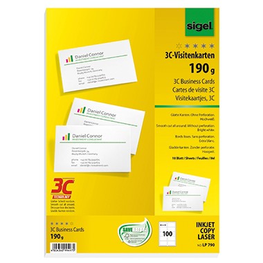 SIGEL Visitenkarte LP790 DIN A4 85x55mm 190g ws 100 St./Pack