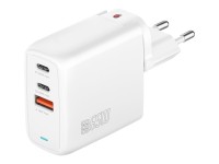 4smarts - Netzteil - 65 Watt - 5 A - Apple Fast Charge, Fast Charge, QC 4+, Super Charge, Power Delivery 3.1, Apple 2.4A - 3 Ausgabeanschlussstellen - auf Kabel: USB, USB-C - weiß