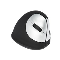R-Go HE Mouse Ergonomische Maus, Mittel (165-195mm), rechtshändig, drahtlose - Maus - ergonomisch - Für Rechtshänder - 5 Tasten - kabellos - 2.4 GHz - kabelloser Empfänger (USB) - Schwarz/Silber