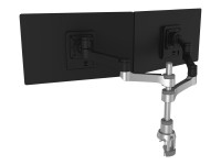 R-Go Zepher 4 - Befestigungskit (einstellbarer Monitorarm) - für 2 LCD-Displays - Aluminium - mattsilber - Bildschirmgröße: bis zu 66 cm (bis zu 26 Zoll) - Tischmontage