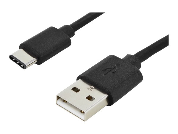 ASSMANN - USB-Kabel - USB (M) bis USB-C (M) - 1.8 m - geformt, umkehrbarer C-Stecker - Schwarz