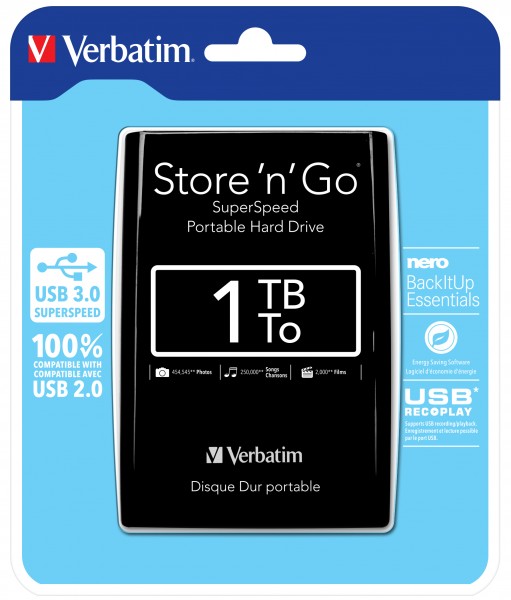 Verbatim Store 'n' Go Portable - Festplatte - 1 TB - extern (tragbar) - USB 3.0 - 5400 rpm - Schwarz
