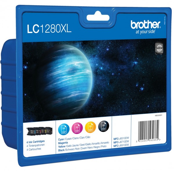 Brother LC1280XL Value Pack - 4er-Pack - Schwarz, Gelb, Cyan, Magenta - Original - Tintenpatrone - für Brother MFC-J5910DW, MFC-J6510DW, MFC-J6710DW, MFC-J6910DW