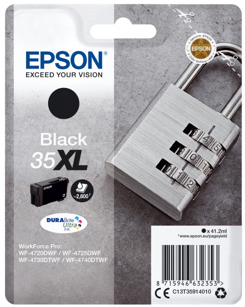 Epson 35XL - 41.2 ml - XL - Schwarz - Original - Tintenpatrone - für WorkForce Pro WF-4720, WF-4720DWF, WF-4725DWF, WF-4730, WF-4730DTWF, WF-4740, WF-4740DTWF