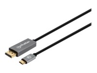 Manhattan USB-C to DisplayPort 1.4 Cable, 8K@60Hz, 3m, Male to Male, Black, Three Year Warranty, Polybag - USB/DisplayPort-Adapter - USB-C (M) zu DisplayPort (M) - Thunderbolt 3 / DisplayPort 1.4 - 300 V - 3 m - Support von 4K 120 Hz, Support von 8K 60 Hz - Schwarz