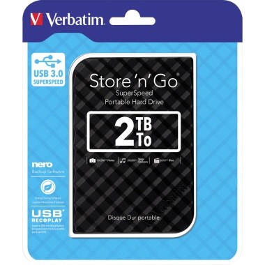 Verbatim Festplatte Store n Go 53195 USB 3.0 2TB schwarz