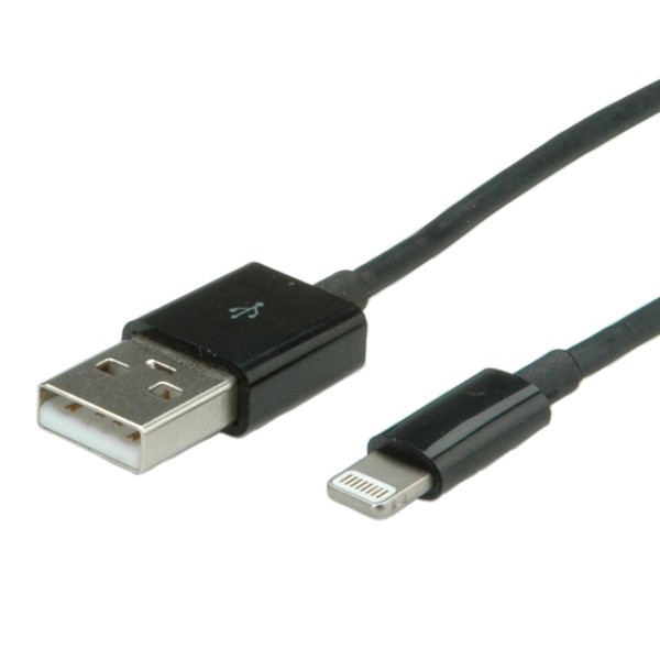 VALUE - Lightning-Kabel - Lightning (M) bis USB (M) - 1.8 m - abgeschirmt - Schwarz - für Apple iPad/iPhone/iPod (Lightning)