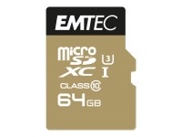 EMTEC SpeedIN' - Flash-Speicherkarte (microSDXC-an-SD-Adapter inbegriffen) - 64 GB - UHS-I U3 / Class10 - 650x - microSDXC