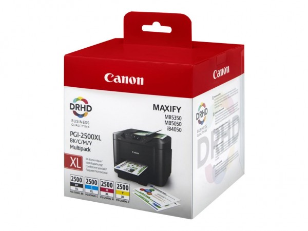 Canon PGI-2500XL C/M/Y/BK - 4er-Pack - Schwarz, Gelb, Cyan, Magenta - Original - Tintenbehälter - für MAXIFY iB4050, iB4150, MB5050, MB5150, MB5155, MB5350, MB5450, MB5455