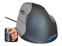 Evoluent VerticalMouse 4 Left - Vertikale Maus - ergonomisch - Für Linkshänder - Laser - 6 Tasten - kabelgebunden - USB - Grau, Silber