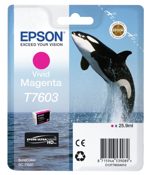 Epson T7603 - 26 ml - Vivid Magenta - Original - Blisterverpackung - Tintenpatrone - für SureColor P600, SC-P600
