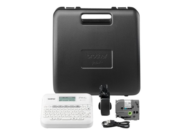 Brother P-Touch PT-D410VP - Beschriftungsgerät - s/w - Thermotransfer - 18 mm Breite - 180 dpi - bis zu 20 mm/Sek. - USB - Cutter - Druckvorschau, Spiegelschrift, Vertikaler Druck, Mehrfachausdruck - Grau, weiß