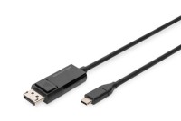 DIGITUS - Adapterkabel - 24 pin USB-C (M) zu DisplayPort (M) - DisplayPort 1.4 - 2 m - geformt, 2K Unterstützung, bi-direktional, unterstützt 8K 30 Hz (7680 x 4320), Support von 4K 144 Hz - Schwarz