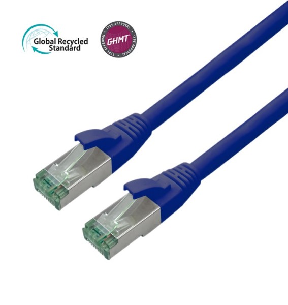 Bayko Patchkabel S/FTP Cat 7 GHMT, GRS-zertifiziert, blau 0,5m