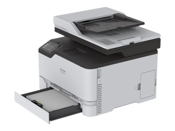 Ricoh M C240FW - Multifunktionsdrucker - Farbe - Laser - A4 (Medien) - bis zu 24 Seiten/Min. (Kopieren) - bis zu 24 Seiten/Min. (Drucken) - 250 Blatt - 33.6 Kbps - USB 2.0, Gigabit LAN, Wi-Fi(n), USB 2.0-Host