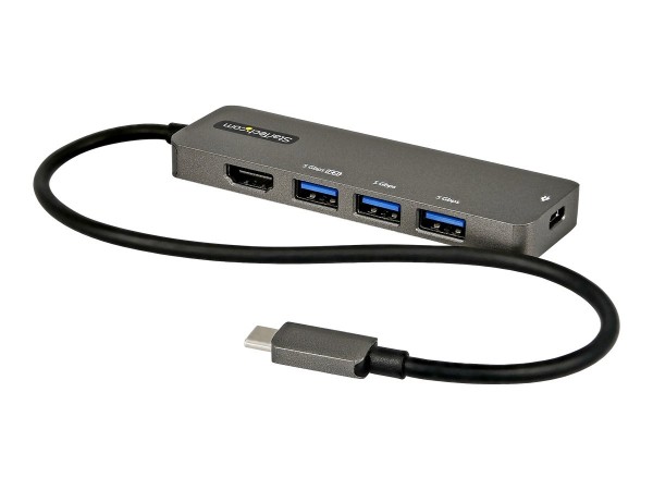 StarTech USB-C Multiport Adapter - USB-C auf HDMI 2.0b 4K 60Hz (HDR10), 100W Power Delivery Pass-Through, 4-Port USB 3.0 Hub - USB Type-C Mini Dock - 30cm langes Kabel (DKT30CHPD3) - Dockingstation - USB-C - HDMI