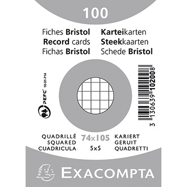 Exacompta Karteikarte 10200SE DIN A7 kariert weiß 100 St./Pack.