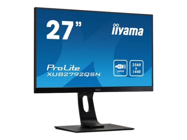 iiyama ProLite XUB2792QSN-B5 - LED-Monitor - 68.5 cm (27") - 2560 x 1440 WQHD @ 75 Hz - IPS - 350 cd/m² - 1000:1 - 4 ms - HDMI, DisplayPort, USB-C - Lautsprecher - mattschwarz