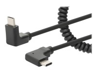 Manhattan USB-C to USB-C Cable, 1m, Male to Male, Black, 480 Mbps (USB 2.0), Tangle Resistant Curly Design, Angled Connectors, Ideal for Charging Cabinets/Carts, Power Delivery up to 60W, Hi-Speed USB, Lifetime Warranty, Polybag - USB-Kabel - 24 pin USB-C (M) gewinkelt zu 24 pin USB-C (M) gewinkelt - USB 3.1 - 3 A - 1 m - gewickelt, einziehbar, USB Power Delivery (60W) - Schwarz
