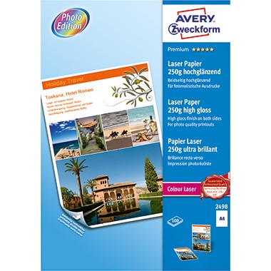 Avery Zweckform Farblaserpapier 2498 DIN A4 250g weiß 100 Bl./Pack.