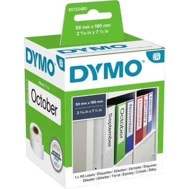 DYMO LabelWriter LAF Labels Large - Schwarz auf Weiß - 59 x 190 mm 110 Etikett(en) (1 Rolle(n) x 110) Ordneretiketten - für DYMO LabelWriter 310, 315, 320, 330, 400, 450, 4XL, SE450, Wireless