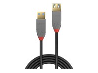 Lindy Anthra Line - USB-Verlängerungskabel - USB Typ A (M) bis USB Typ A (W) - USB 3.0 - 3 m - rund - Schwarz