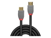 Lindy Anthra Line - HDMI mit Ethernetkabel - HDMI männlich bis HDMI männlich - 2 m - Dreifachisolierung - Schwarz - rund, 4K Unterstützung