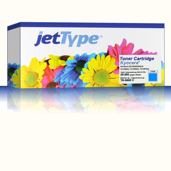 jetType Toner kompatibel zu Kyocera/Mita 1T02MNCNL0 TK8600C Cyan 20.000 Seiten 1 Stück