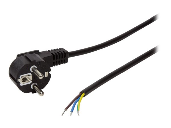 LogiLink - Stromkabel - CEE 7/7 (M) bis ohne Stecker - Wechselstrom 250 V - 1.5 m - Schwarz