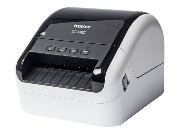 Brother QL-1100c - Etikettendrucker - Thermodirekt - Rolle (10,36 cm) - 300 x 300 dpi - bis zu 68 Etiketten/Min. - USB 2.0, USB-Host - Cutter - weiß, glänzend schwarz