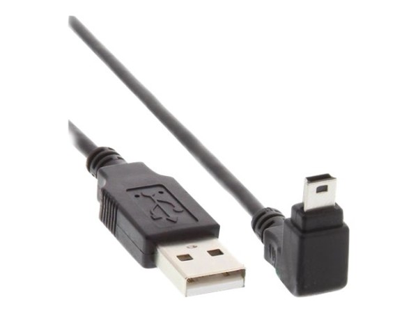 InLine - USB-Kabel - Mini-USB, Typ B (M) bis USB (M) - 50 cm - 90° Stecker - Schwarz