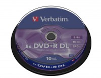 Verbatim - 10 x DVD+R DL - 8.5 GB 8x - mattsilber - Spindel