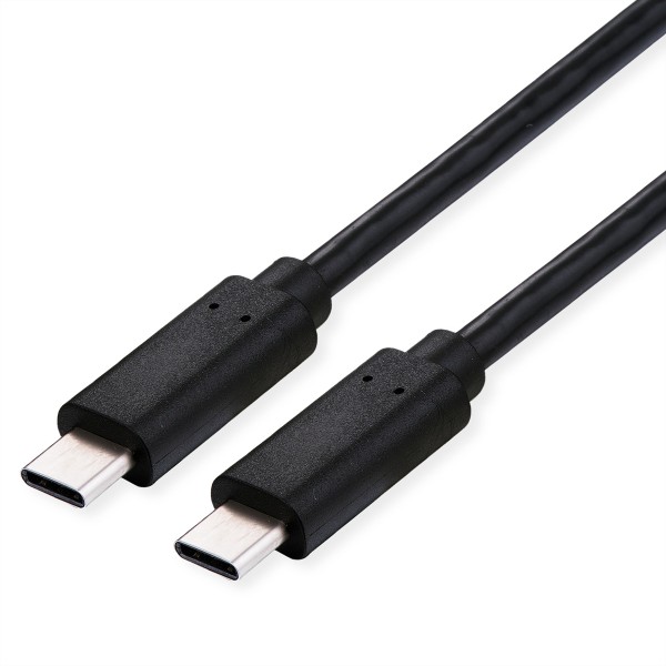 Roline - USB-Kabel - 24 pin USB-C (M) zu 24 pin USB-C (M) - USB4 Gen3x2 - 20 V - 5 A - 80 cm - USB-Stromversorgung (100 W), bis zu 40 Gbps Datentransferrate - Schwarz