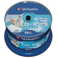 Verbatim DataLifePlus - 50 x CD-R - 700 MB 52x - breite bedruckbare Oberfläche - Spindel