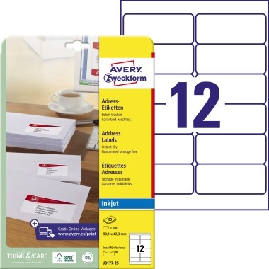 Avery Zweckform Etikett J8177-25 99,1x42,3mm weiß 300 St./Pack.
