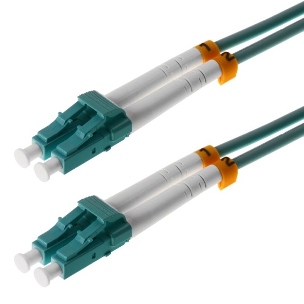 Helos - Patch-Kabel - LC Multi-Mode (M) bis LC Multi-Mode (M) - 1 m - Glasfaser - Duplex - 50/125 Mikrometer - OM3 - Aquamarin