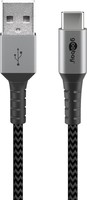 Wentronic Goobay USB-C auf USB-A Textilkabel mit Metallsteckern space grau/silber 0.5 m 0 - Digital