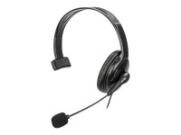 Manhattan Mono Over-Ear Headset (USB), Reversible Microphone Boom (padded), Retail Box Packaging, In-Line Volume/Mute Control, Padded Ear Cushion, USB-A for both sound and mic use, cable 2m, Three Year Warranty - Headset - ohrumschließend - kabelgebunden - USB-A - Schwarz