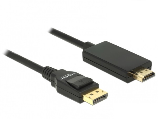 Delock - Videokabel - DisplayPort männlich bis HDMI männlich - 2 m - dreifach abgeschirmtes Twisted-Pair-Kabel - Schwarz - passiv