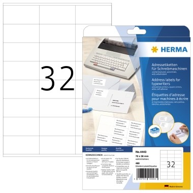 HERMA Etikett 4443 für Adressen 70x36mm weiß 480 St./Pack.