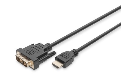 DIGITUS - Videokabel - Single Link - HDMI (M) bis DVI-D (M) - 2 m - Doppelisolierung - Schwarz - Daumenschrauben