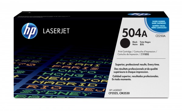 HP 504A - Schwarz - Original - LaserJet - Tonerpatrone (CE250A) - für Color LaserJet CM3530, CM3530fs, CP3525, CP3525dn, CP3525n, CP3525x, CP3527, CP3529