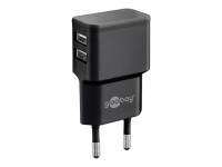 goobay Dual USB charger - Netzteil - 12 Watt - 2.4 A - 2 Ausgabeanschlussstellen (USB) - Schwarz