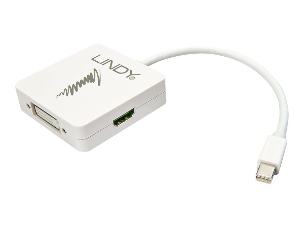Lindy Mini-DP 1.2 an HDMI 4K30/DVI/VGA Adapter - Videokonverter - DisplayPort - DVI, HDMI, VGA
