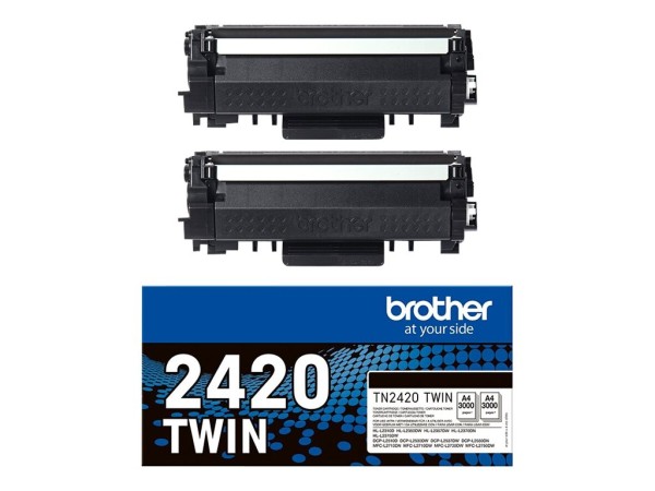 Brother TN2420 TWIN - 2er-Pack - Hohe Ergiebigkeit - Schwarz - original - Tonerpatrone - für Brother DCP-L2510, L2530, L2537, L2550, HL-L2350, L2370, L2375, MFC-L2713, L2730, L2750